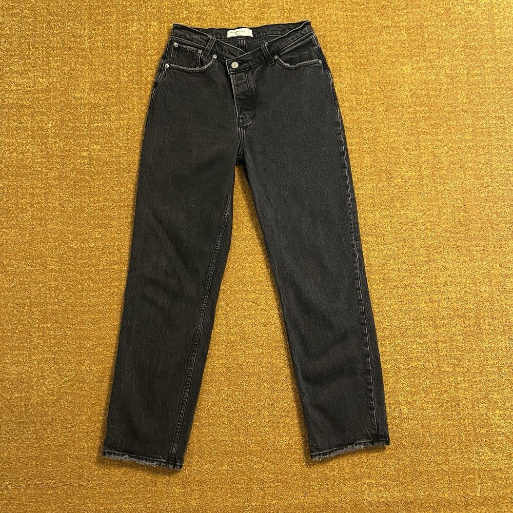 Abercrombie & Fitch The Dad Jean High Rise Womens 27 4 Washed Black Crossover